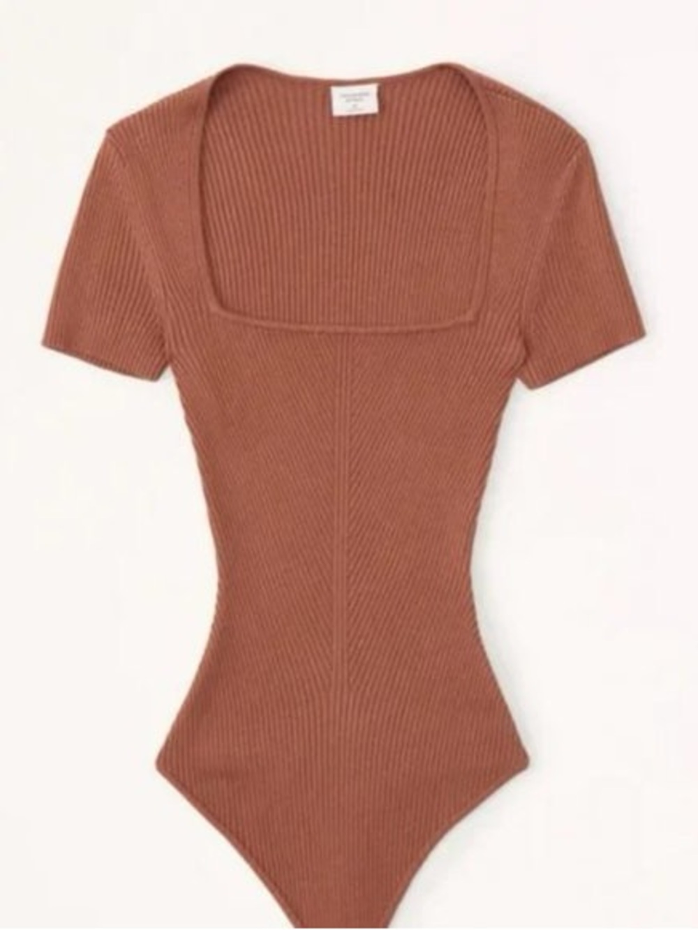 Abercrombie & Fitch Portrait Ribbed Square-Neck Short Sleeve Thong Bodysuit